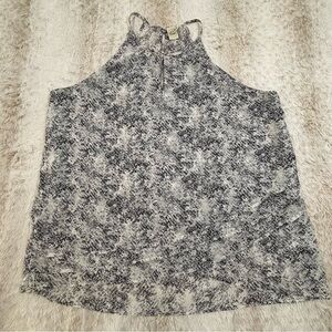 Paper Crane Gray Snakeskin Print Halter Tank Top L Layered High Neck